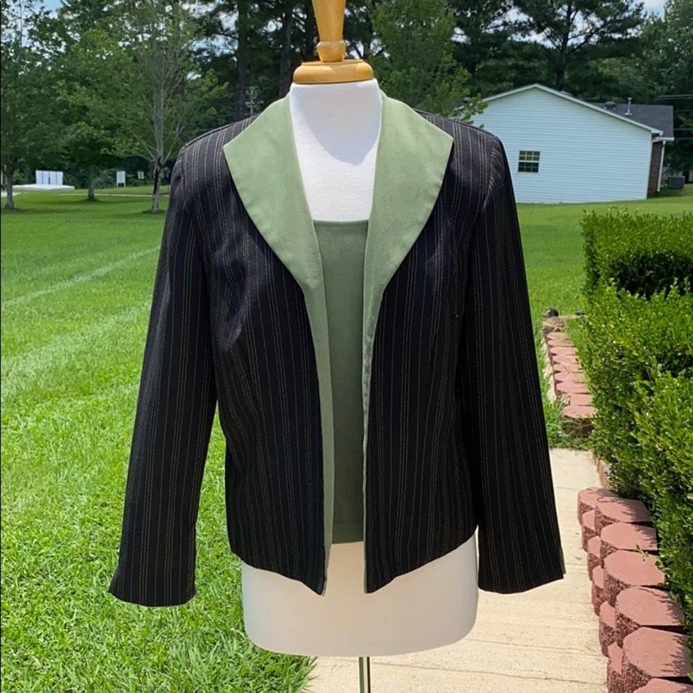 Miss Dorby Black Blazer and Green Top